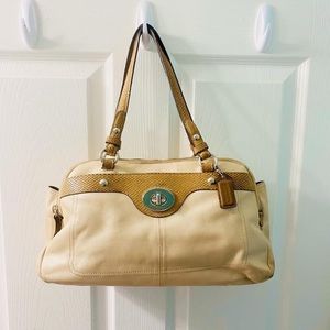 Coach cream leather purse with snakeskin print